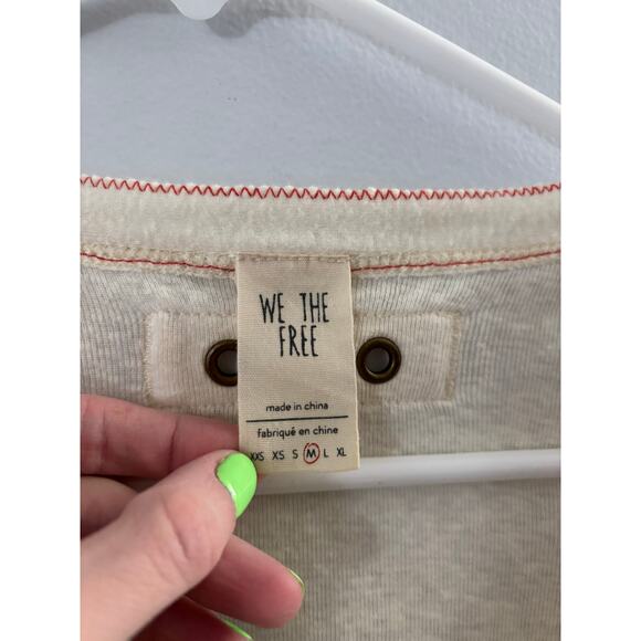 Free People We the Free Womens Button Up Top Medium Cream Boho Neutral - Picture 3 of 6